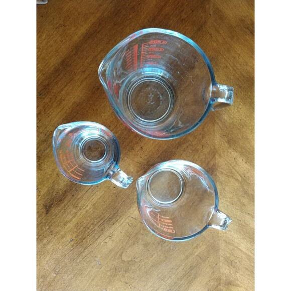 Set Of 3 Anchor Hocking Measuring Cup Open Handle - 1 Cup & 2 Cup & 4 Cup - Picture 13 of 16
